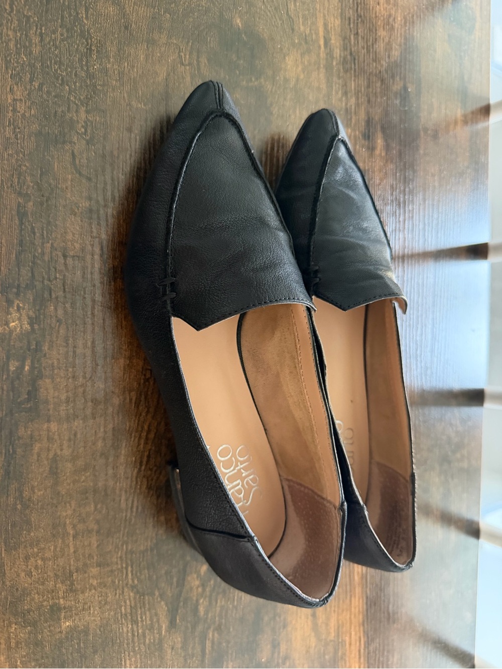 Franco Sarto Black Pointed Slip-On Loafers - Picture 3 of 3
